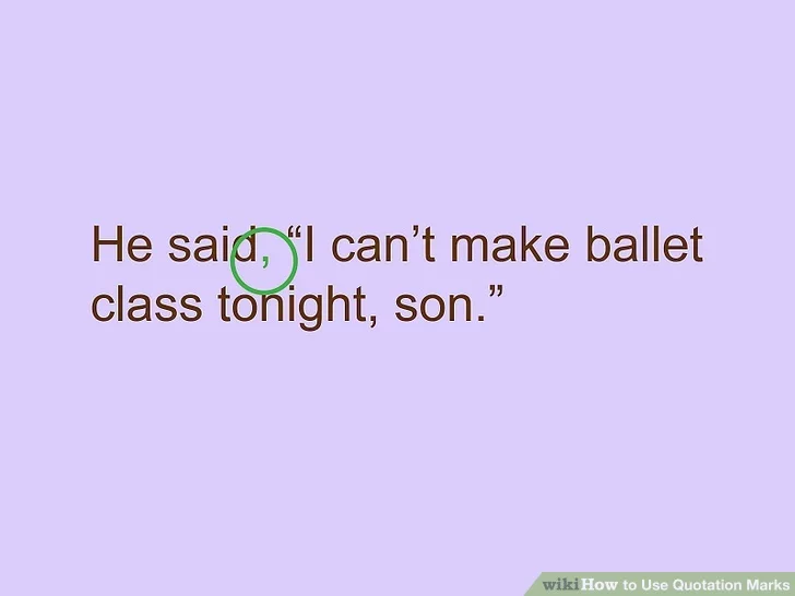 قبل از باز کردن علامت نقل قول از ویرگول استفاده کنید